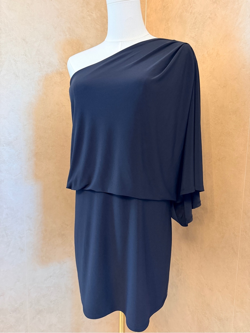 Jessica Simpson Black One-Shoulder Capelet Dress